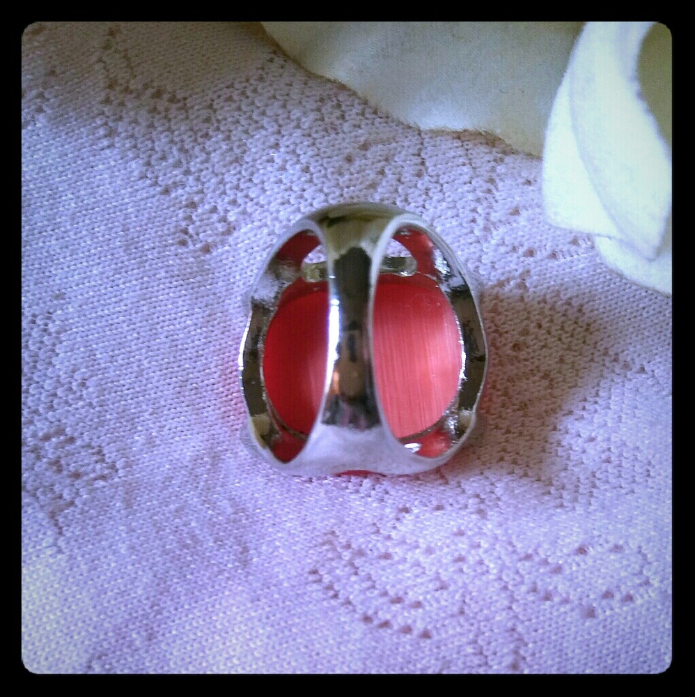 Vintage Orange Oval Statement Ring - image 5